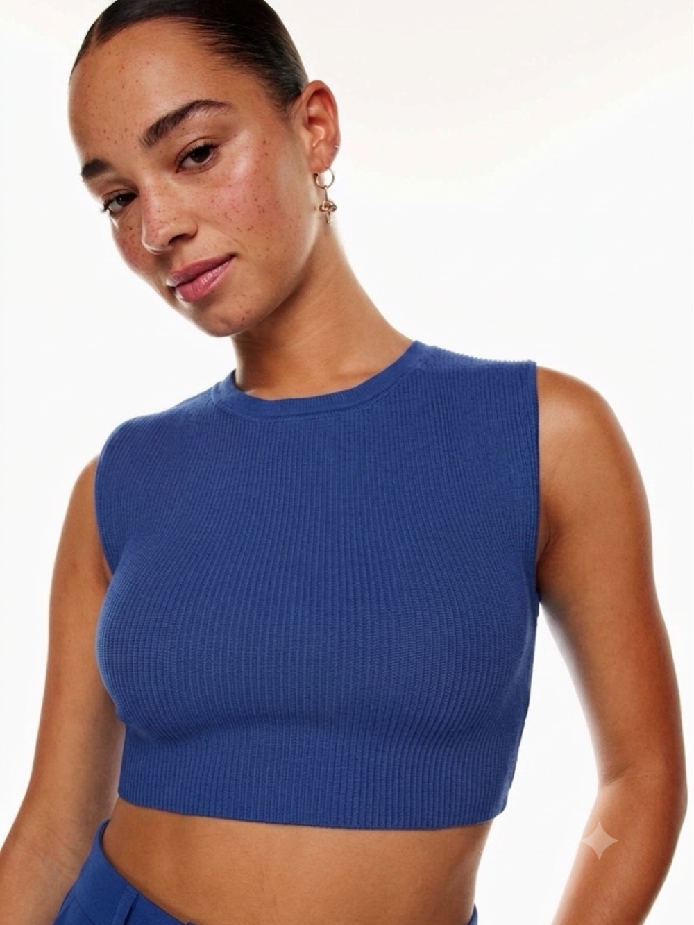 BABATON Aritzia Sculpt Knit Muscle Cropped Tank Bright Sapphire Blue (126)
